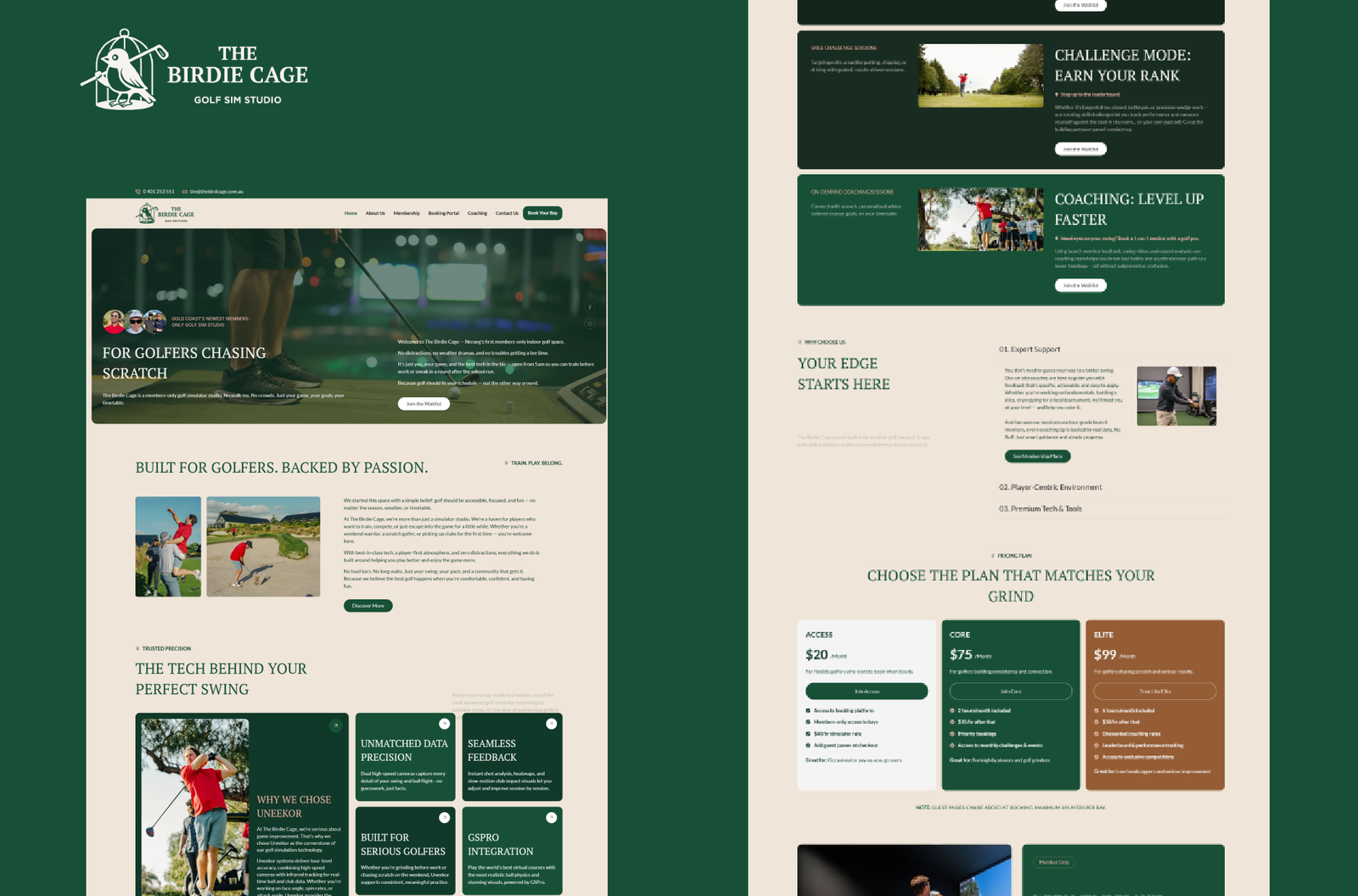Website development service for golf business