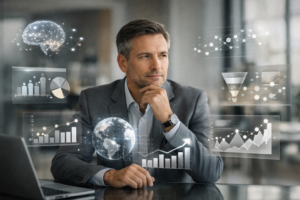 Artificial intelligence driven marketing strategy with real-time analytics, customer insights, and business growth visualization