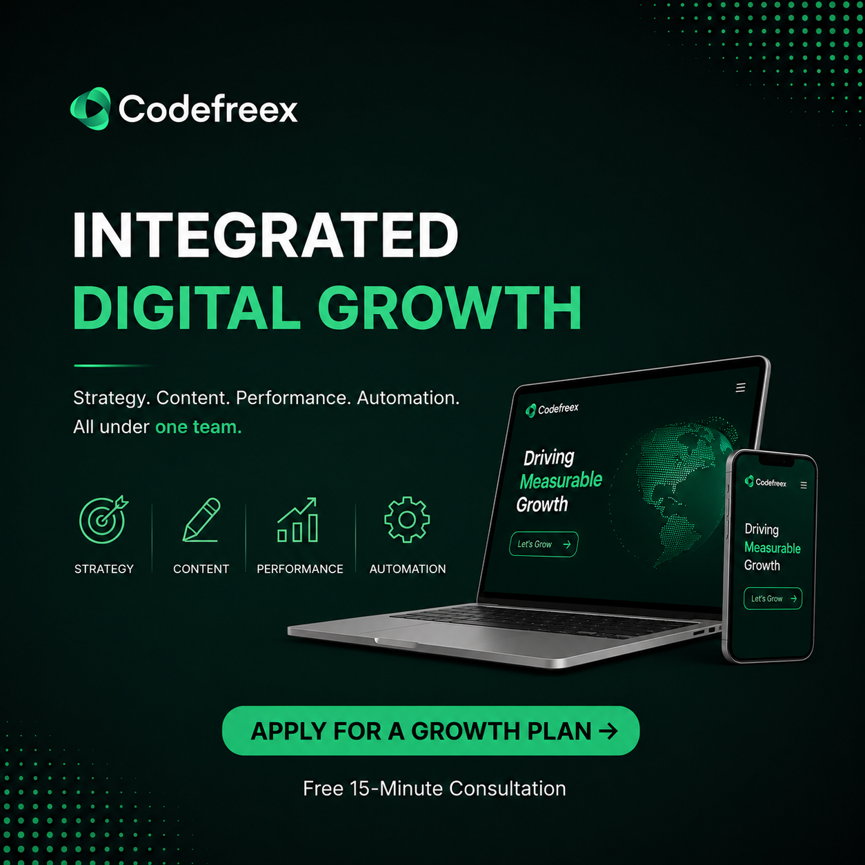 Integrated digital growth services covering strategy, content, performance and automation